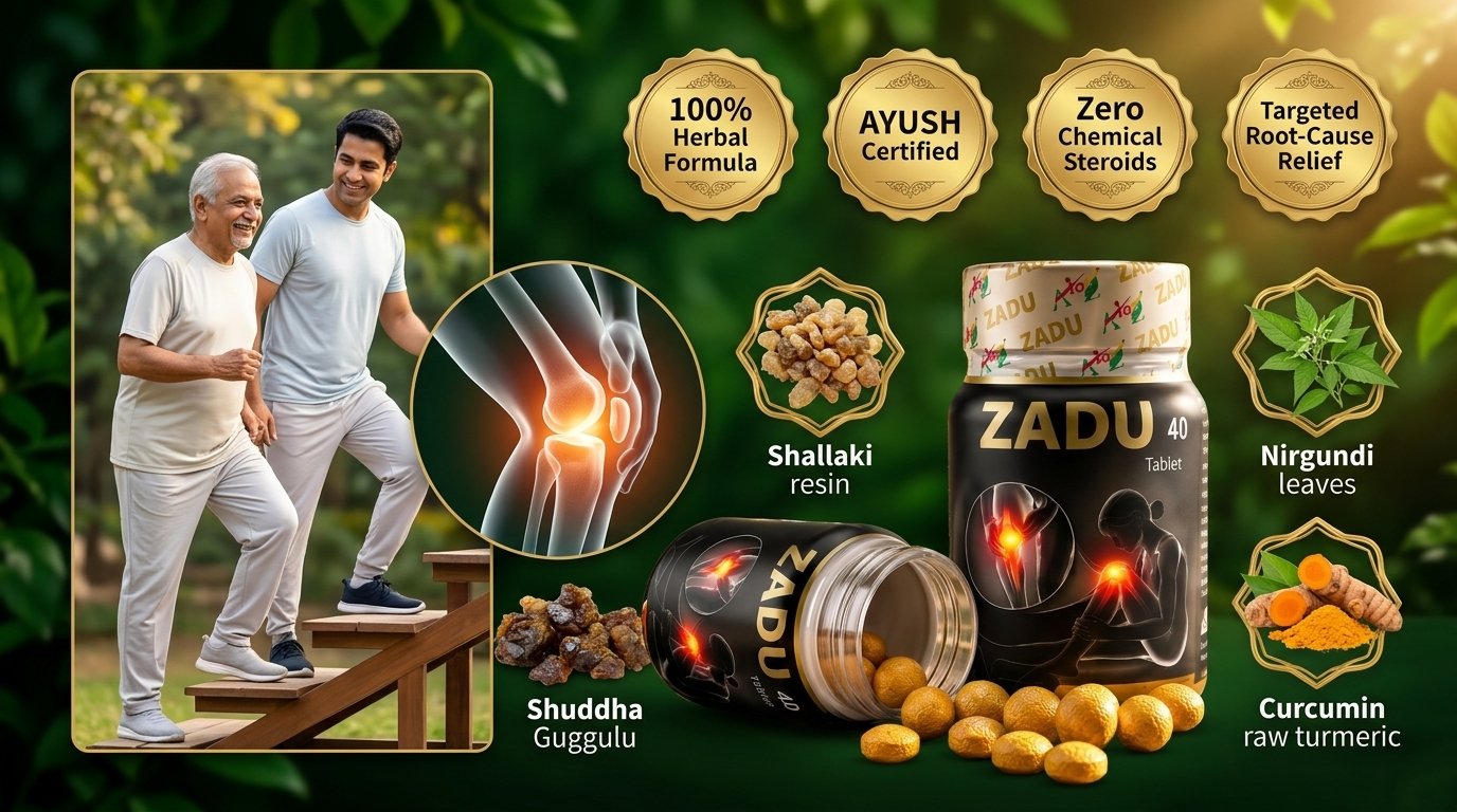 ZADU 40 Tablet - Pure Ayurvedic Formula with Shallaki, Nirgundi, Guggulu, Curcumin